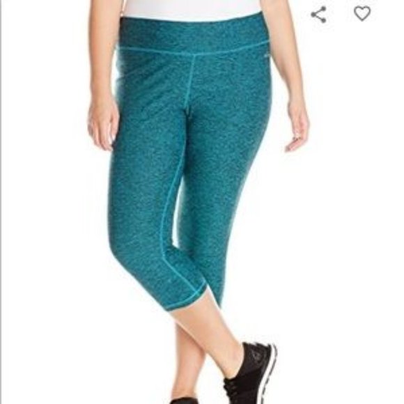 SPALDING Teal Green/ Blue Print Athletic Capri Crop Leggings Large - Picture 8 of 8